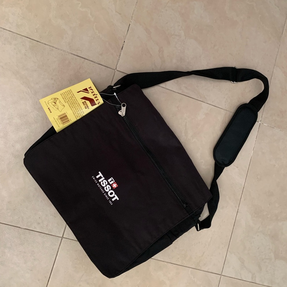Tissot Black Messenger Bag with Adjustable Strap
